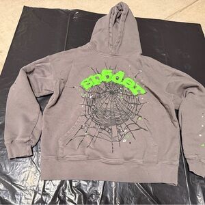 Sp5der Gray Hoodie with Web Design